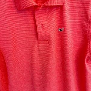 Vineyard Vines Performance Polo Boys Large Pink pin stripe
